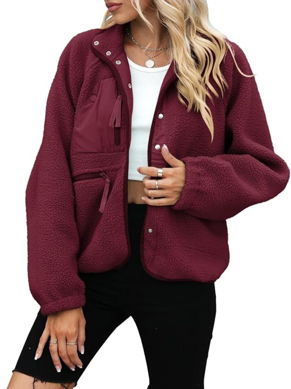 Women’s Sherpa Jacket in Burgundy